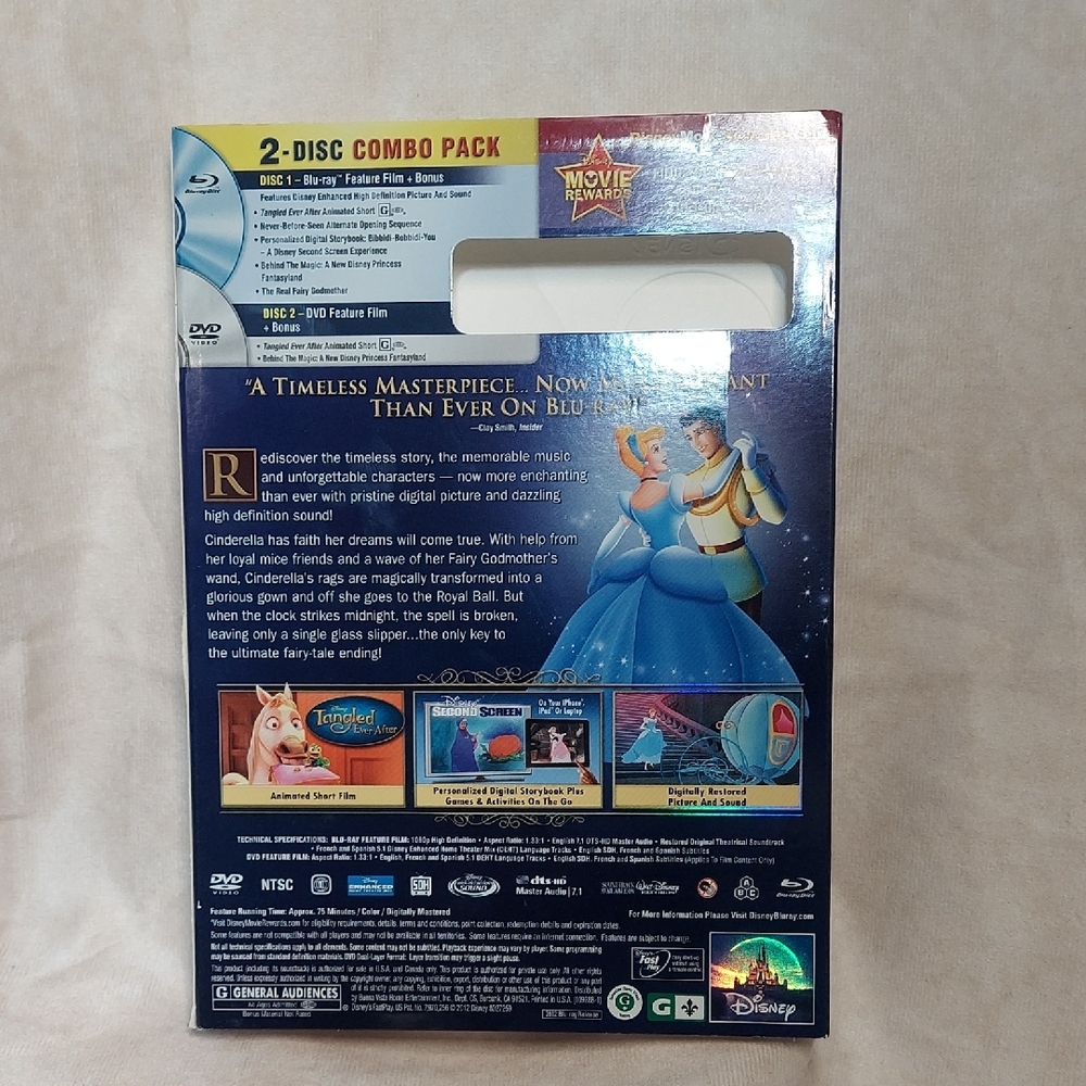 Disney Cinderella Diamond Edition Blu-ray + DVD 2-Disc Set - Picture 7 of 8